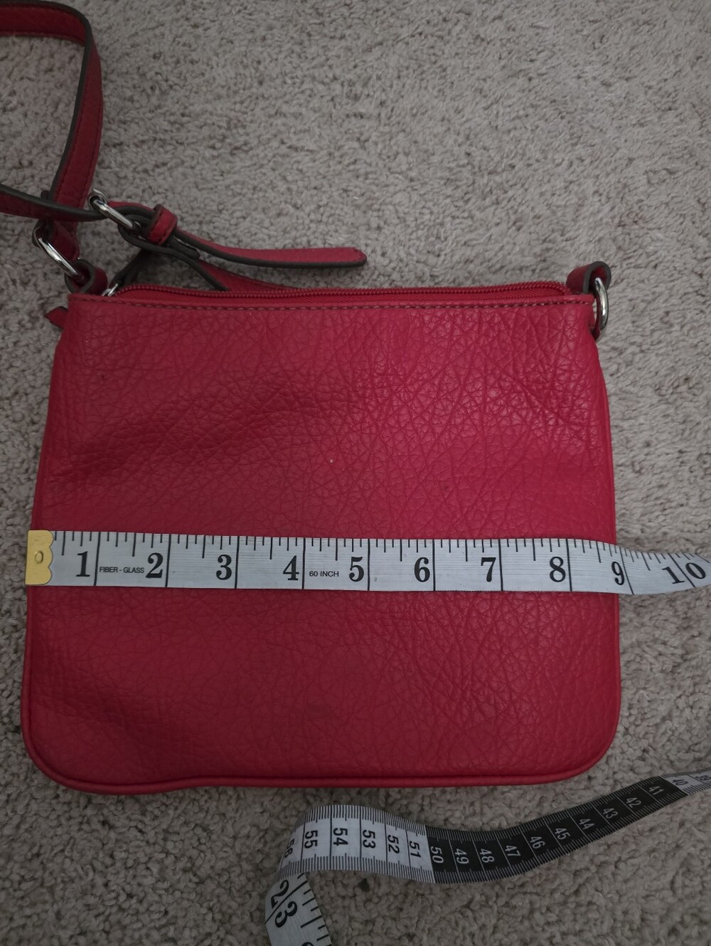 Nine West Red Coral Pebbled Faux Leather Crossbody Bag - Picture 10 of 10